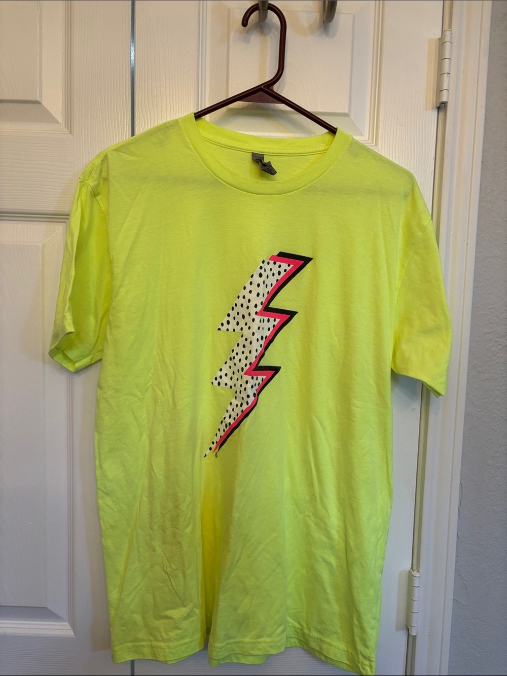 Next Level Apparel Neon Yellow Graphic Lightning Bolt Tee